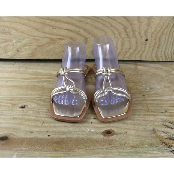 Azalea Wang Sandals Womens 11 Lot of 2 Gold Orange Steston Slip On Rope New - Picture 8 of 10